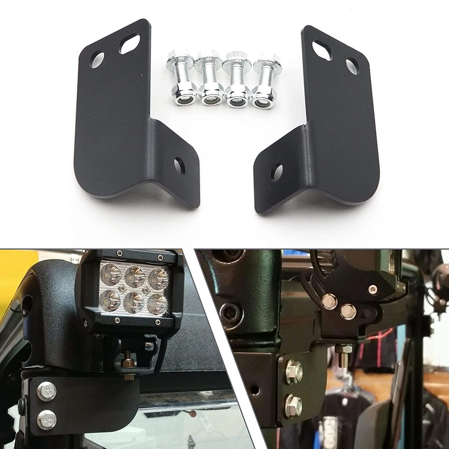 Rear Roof Pillar Roll Cage Bar Reverse LED Light Pod Mounting Brackets Compatible with ATV UTV Ranger