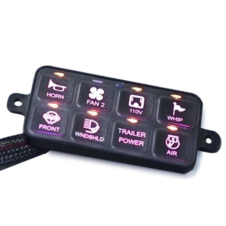 Universal APP Control Dimmable 8 Gang RGB Marine Switch Panel Control System 12V 24V for Off Road Light Boat