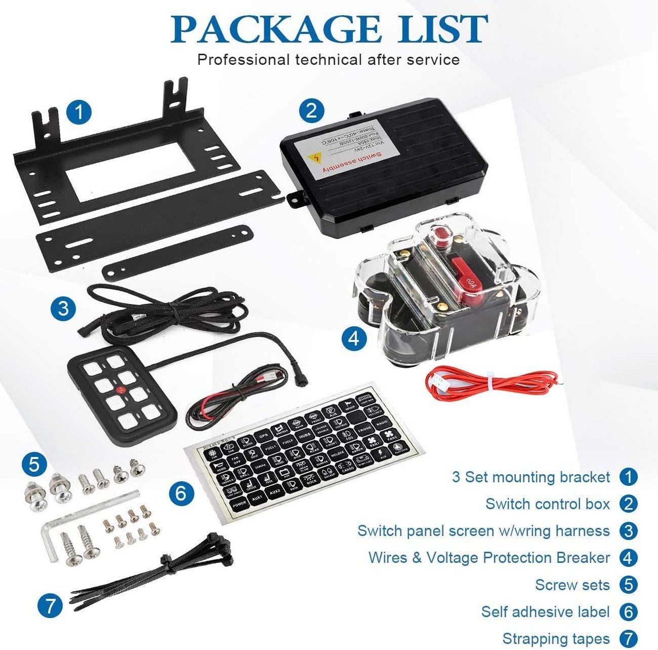 Marine Boat Automotive ON-Off 8 Gang Switch Panel 12V 24V With Circuit Control Box for Offroad Light