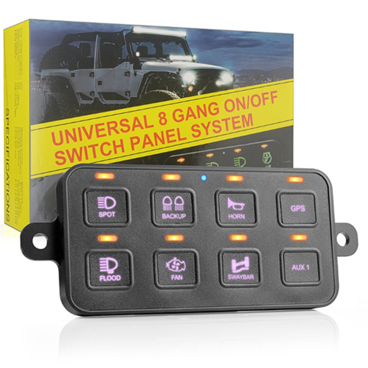 Universal APP Control Dimmable 8 Gang RGB Marine Switch Panel Control System 12V 24V for Off Road Light Boat