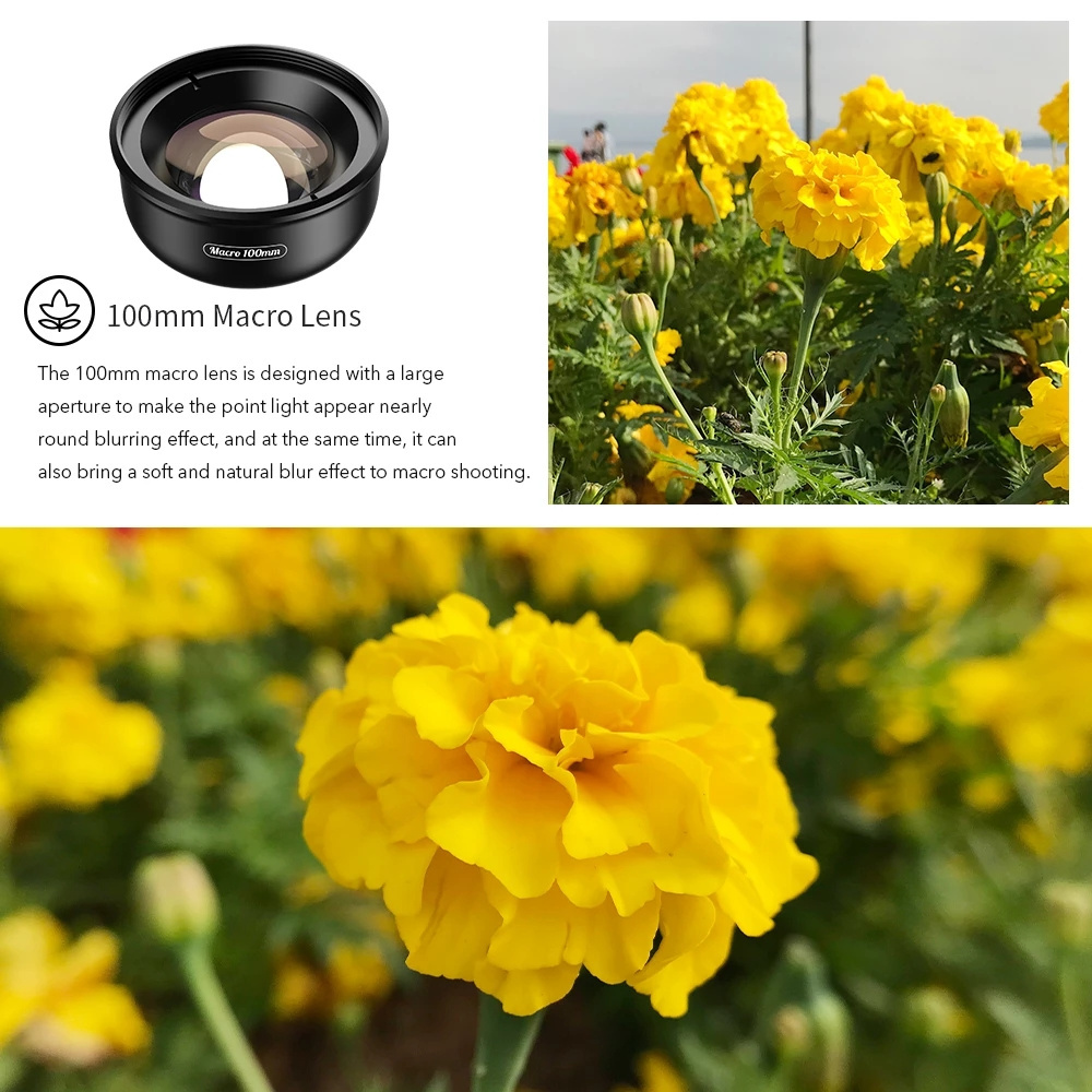 APEXEL camera phone lens 100mm macro lens 4K HD super macro lenses+CPL+star filter for iPhonex xs max Samsung s9 all smartphone