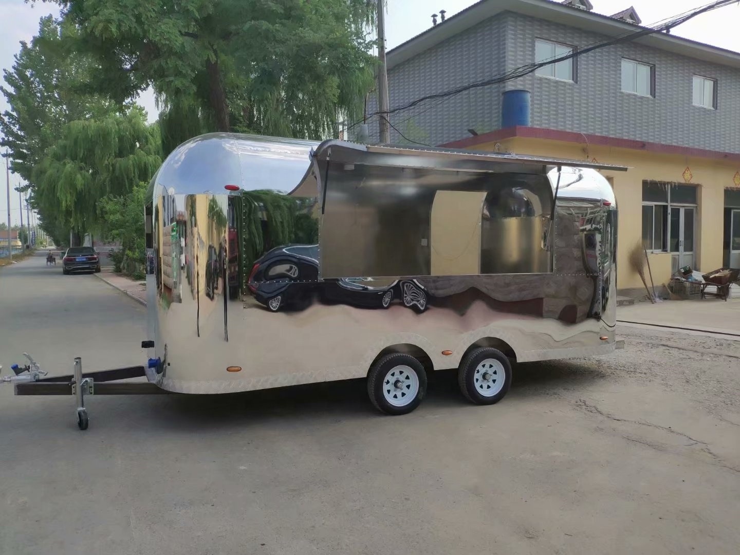 Commercial Airstream Camper Trailer Mobile Stainless Steel Food Cart Airstream Food Trailer