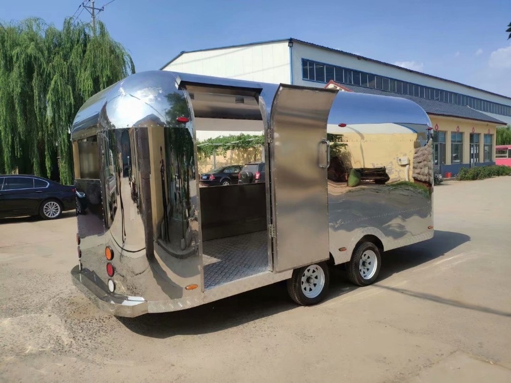 Commercial Airstream Camper Trailer Mobile Stainless Steel Food Cart Airstream Food Trailer