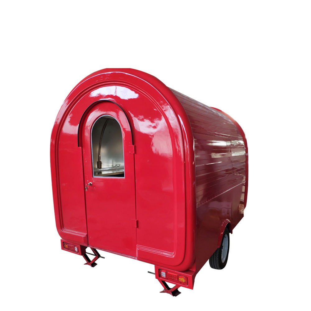 Mobile Street Tea Coffee Vending Carts Round Food Trailer Snack Ice Cream Hot Dog Cart Food Cart with Wheels