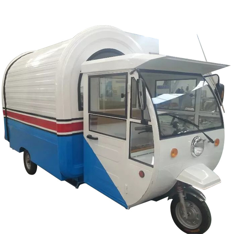 Hot selling sancks chips ice cream electric gasoline tricycle three wheel food truck for various snack