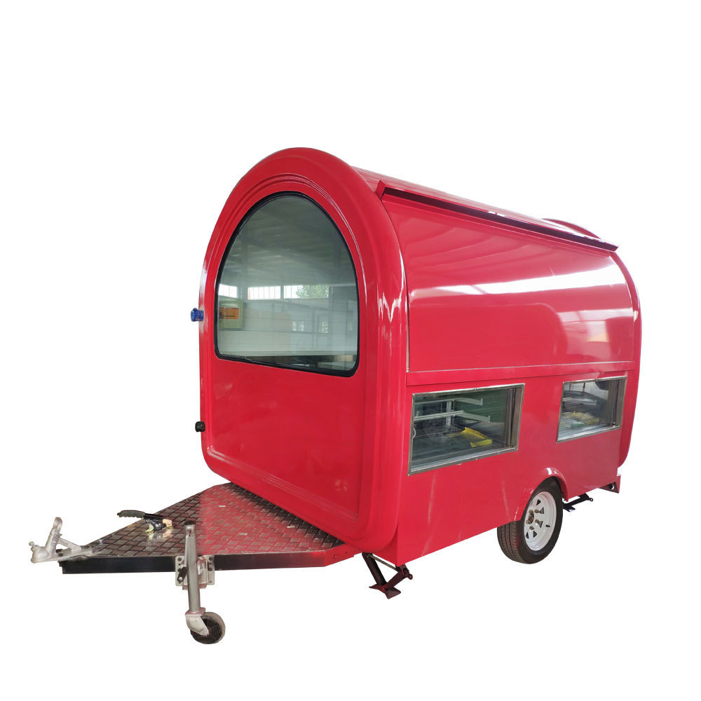 Mobile Street Tea Coffee Vending Carts Round Food Trailer Snack Ice Cream Hot Dog Cart Food Cart with Wheels