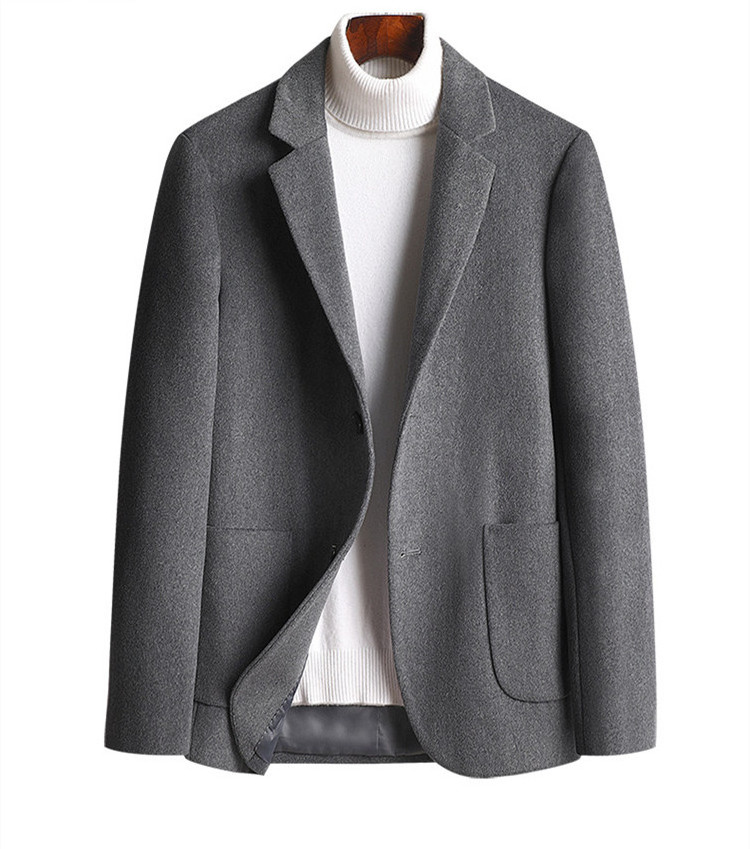 Casual suit autumn and winter thick woolen suit men's trendy slim wool small suit men's jacket top