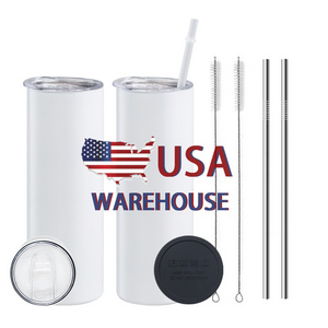 USA Warehouse 15oz 20oz 30oz Sublimation Blanks Tumbler Heat Press Double Wall 20 oz Skinny Straight Sublimation Tumbler