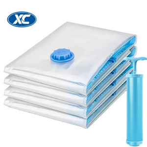 Wholesales Large Clothes Blankets Vacuum Storage Bags Transparent Reusable Home Ziplock Vacuum Seal bags With Electric Air Pump