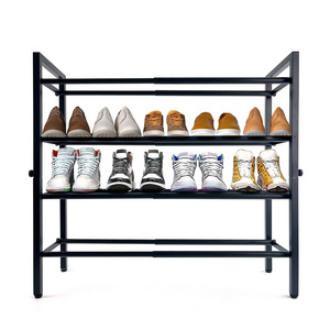 Simple standing 4-Tier Stackable Expandable and Adjustable Shoe Rack Fabric Shoe Shelf Storage Organizer