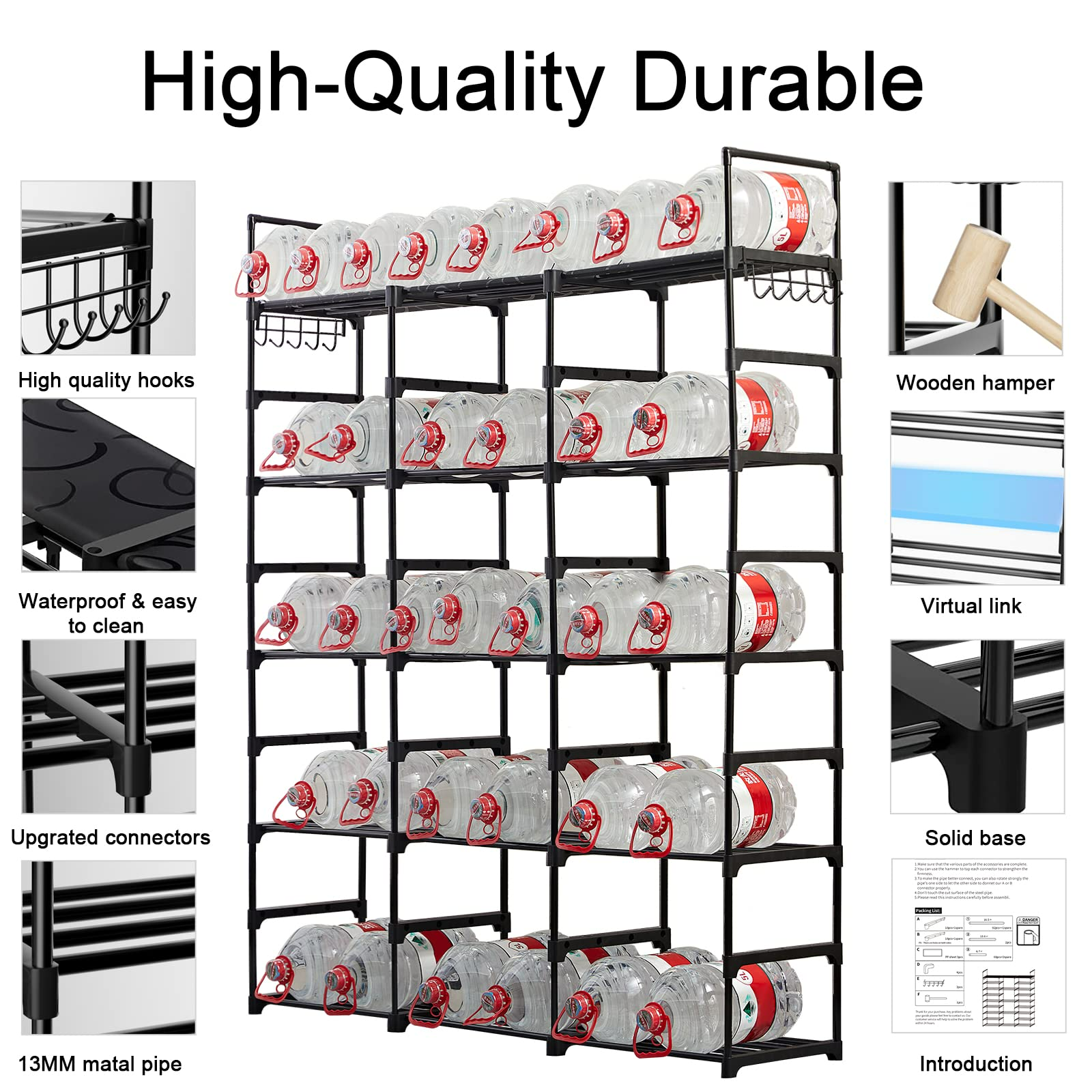 9 Tiers Shoe Rack, Tall Shoe Organizer, Metal Shoe Storage 50 Pairs Vertical Shoe Shelf Black