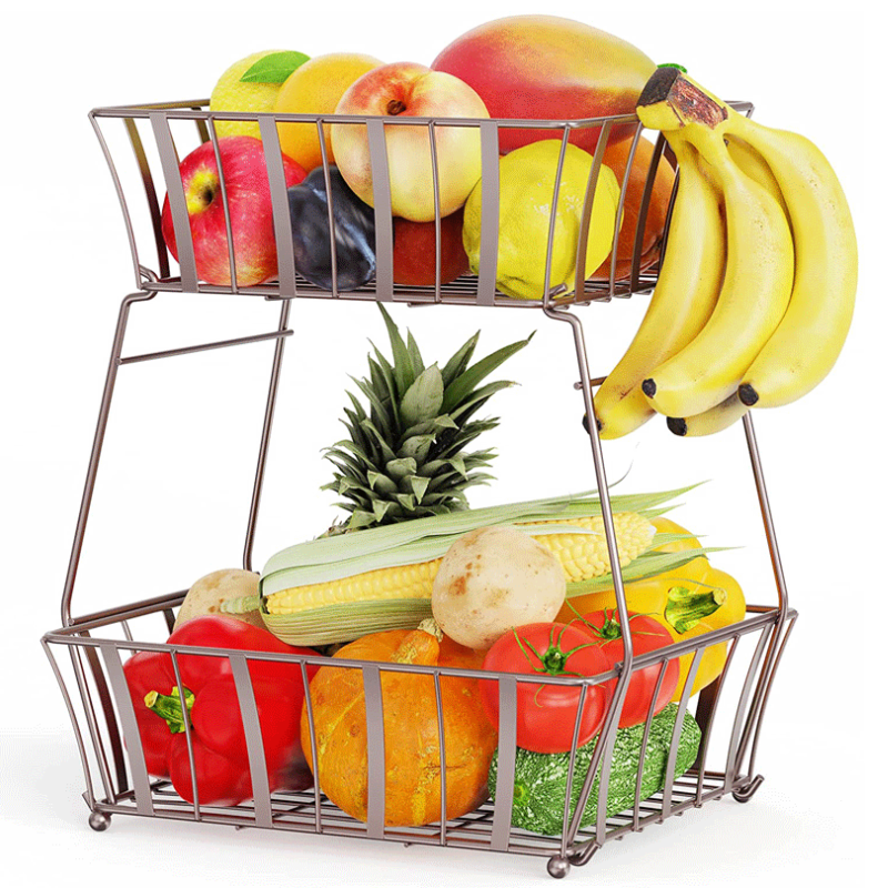 Rolling Fruit Basket with Wheels Kitchen Storage Cart Multi-Layer Floor Rotatable Fruit and Vegetable Storage Rack for Kitchen