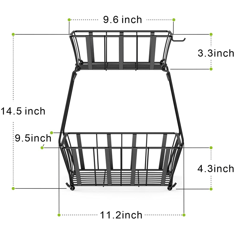 Rolling Fruit Basket with Wheels Kitchen Storage Cart Multi-Layer Floor Rotatable Fruit and Vegetable Storage Rack for Kitchen