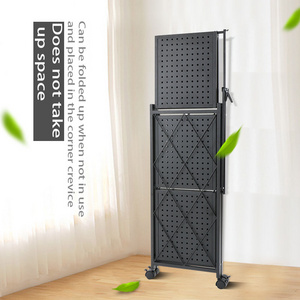 Foldable Storage Shelf Unit on Wheels Steel Organizer Rack for Kitchen, Garage and Laundry Bathroom Tool Organization