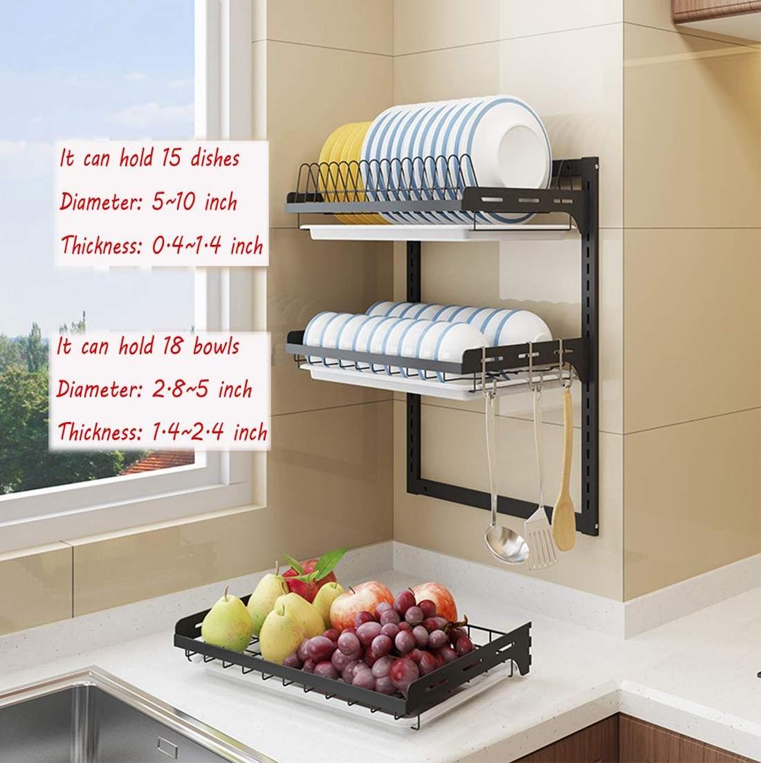 Multilayer Stainless Steel Wall-Mounted Collapsible Dish Rack Kitchen Shelf Dish Drying Frame Storage Kitchen Storage Shelf