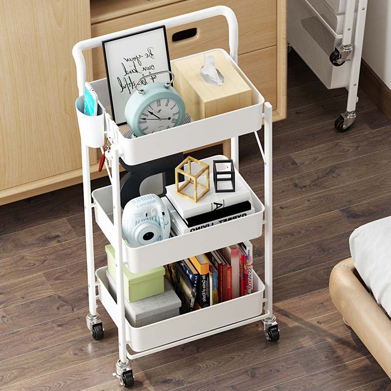 Hot selling metal bathroom livingroom kitchen fold storage trolley