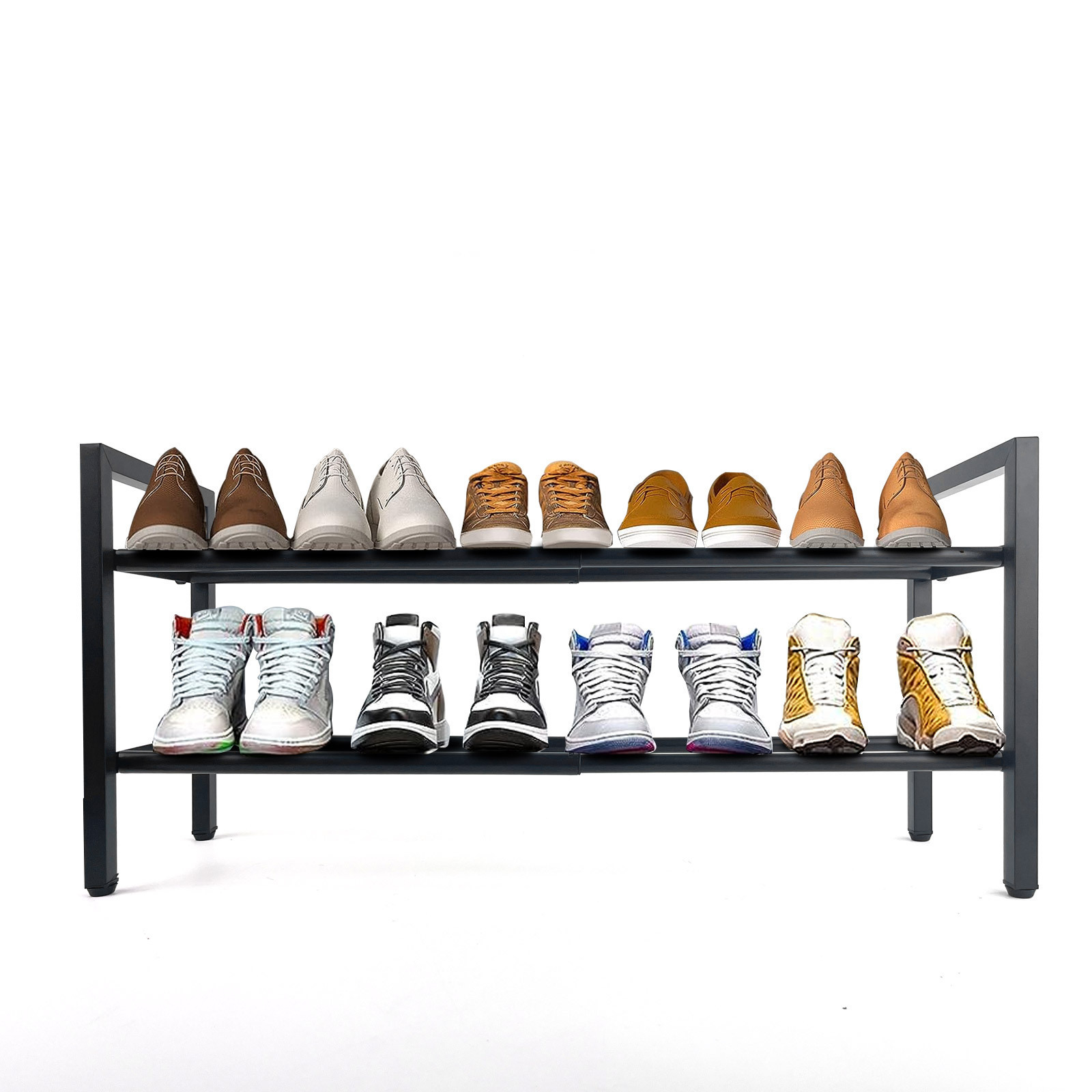 Simple standing 4-Tier Stackable Expandable and Adjustable Shoe Rack Fabric Shoe Shelf Storage Organizer