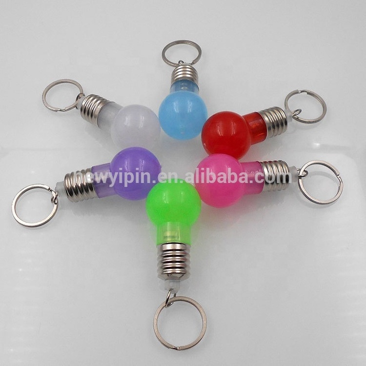 Free sample custom print logo 3D bulb shape colorful bright color led lights changing led mini key chain flashlight keychain