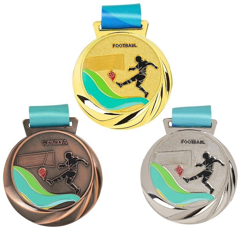 Unique design custom activity 3D 2D effect with Personalized Ribbon marathon athletic event awards football metal medal