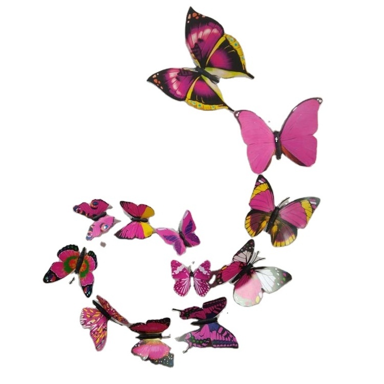 custom beautiful and vivid 3D PVC butterfly fridge magnet or wall sticker for room decoration