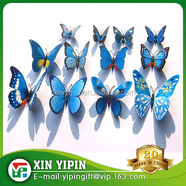 custom beautiful and vivid 3D PVC butterfly fridge magnet or wall sticker for room decoration