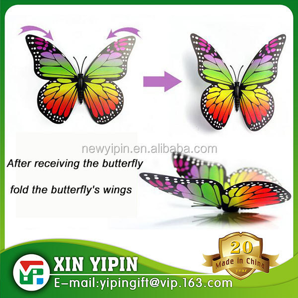 custom beautiful and vivid 3D PVC butterfly fridge magnet or wall sticker for room decoration