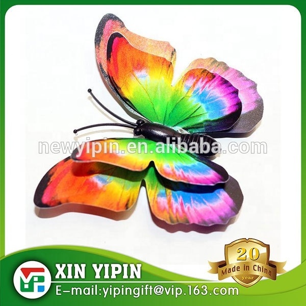 beautiful and vivid double layer 3D PVC butterfly fridge magnet flowers decoration or wall sticker for room decoration