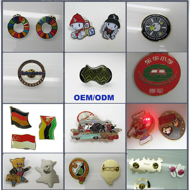 OEM ODM Enamel Pin Set Design Custom Zinc Alloy Metal Badges For Cloth Handbag Accessories