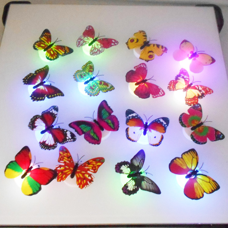 Led Sticker Light PVC Butterfly LED Night Light Colorful Butterfly Wall Sticker with Gift Box Package