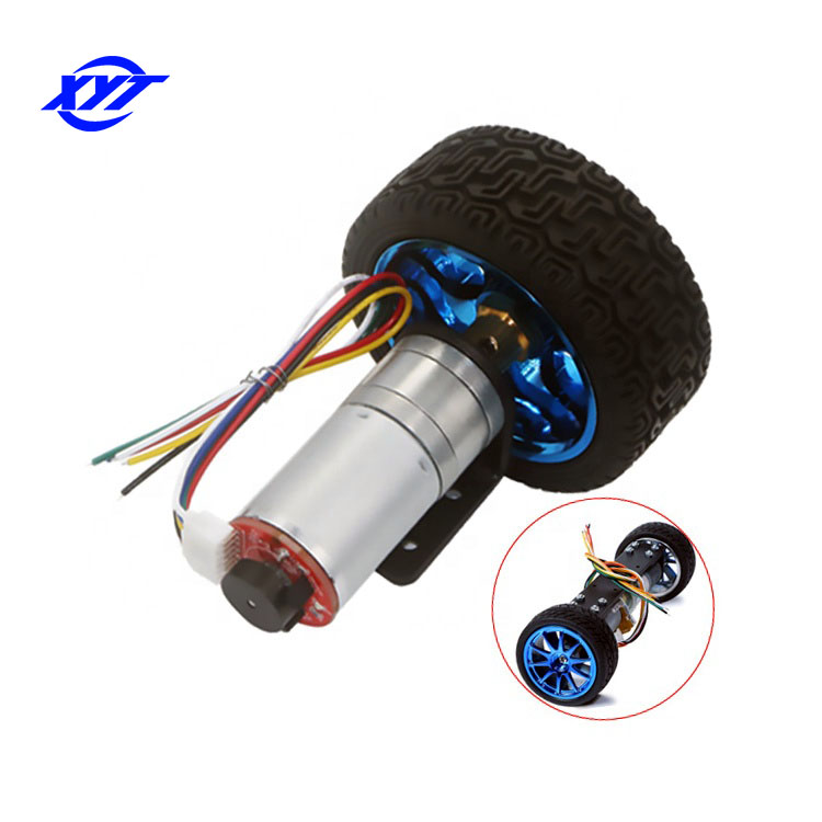 XYT JGA25-370 Encoder 25mm 6v 12v 24v Robot Car 13 pcs Kit Set 65mm Tyre Wheel DC Gear Motor With Encoder for Smart Car Chassis