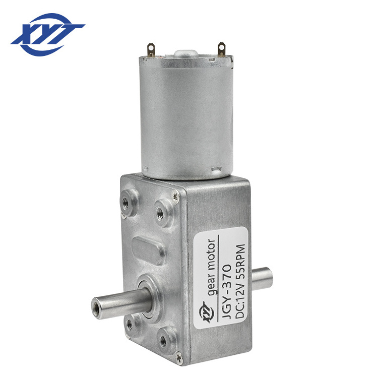 XYT JGY-370 High Torque Electric Power 4632 Speed Reduce 2 to 150rpm Worm Gear Box 6V 12V 24V Double Shaft DC Motor