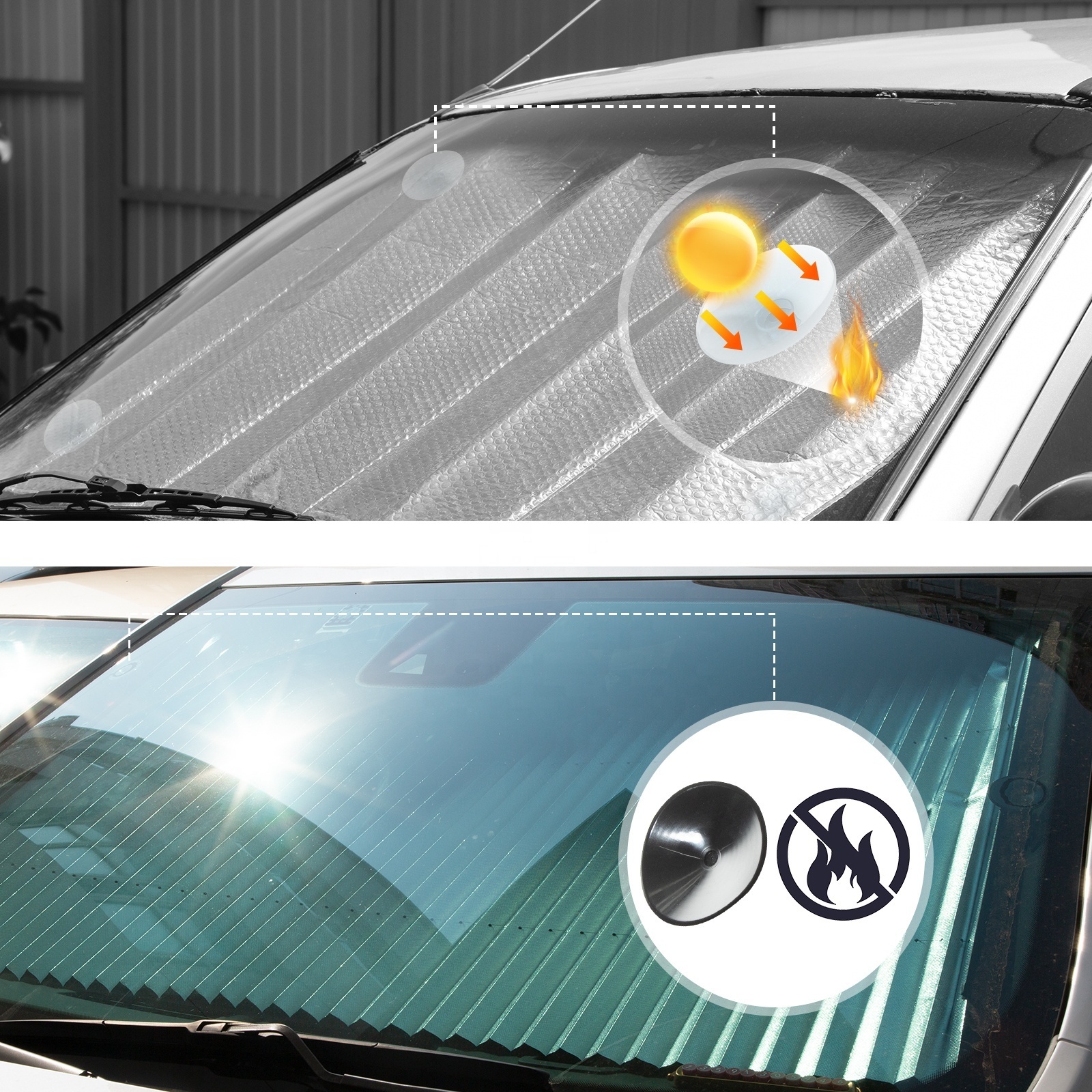 Car Accessories Automatic Windshield Sun Shade Fabric Sun Shade Auto Car Window Shades