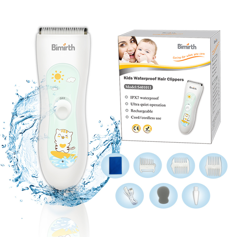 Bimirth Personal Hair Trimmers Household IPX7 Waterproof Usb Rechargeable Cordless Kids Baby Safe Silent Hair Clippers