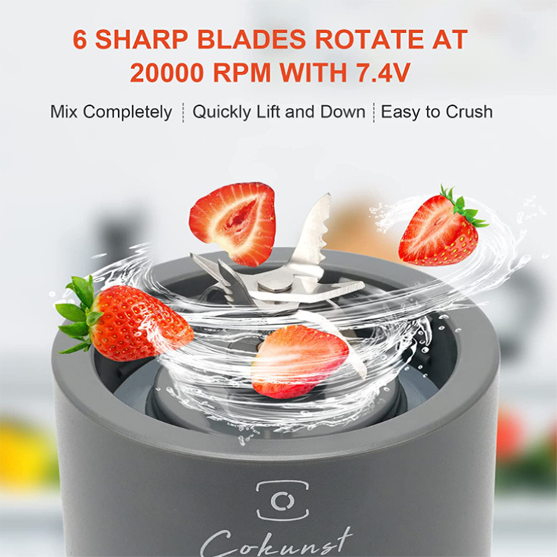 Personal size Blender rechargeable battery powered 530ml Handheld shake and Smoothie Mini juicer blender cup with 6 sharp blades