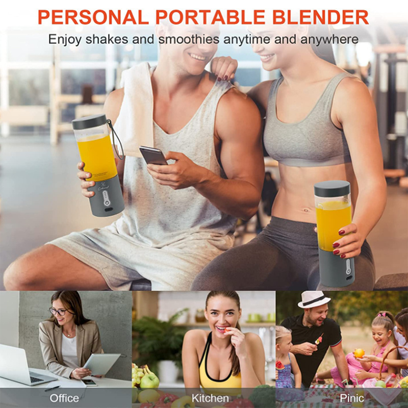 Personal size Blender rechargeable battery powered 530ml Handheld shake and Smoothie Mini juicer blender cup with 6 sharp blades