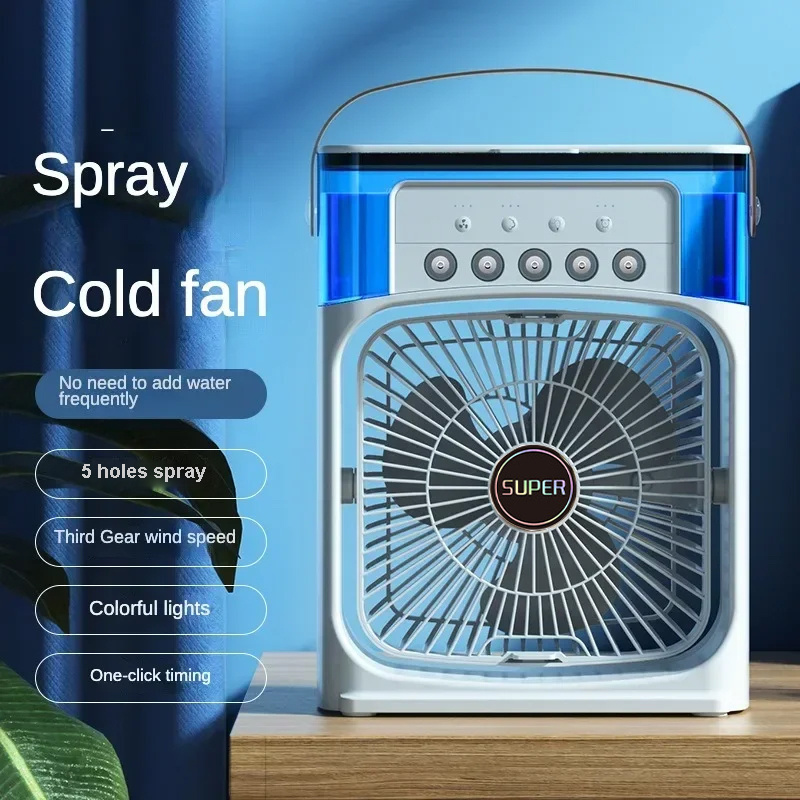 Desktop Spray Mist Fan Air Conditioners Work With USB Cable Electric Fan LED Water Mist Fan 3 In 1 Air Humidifier For Home