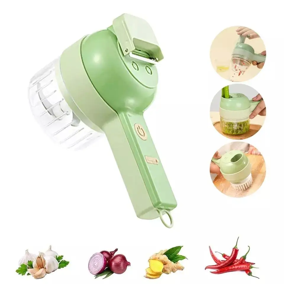 USB Electric New Food And Vegetable Chopper Kitchen Products 4 In 1 Portable Electric Handhold Vegetable Cutter Set