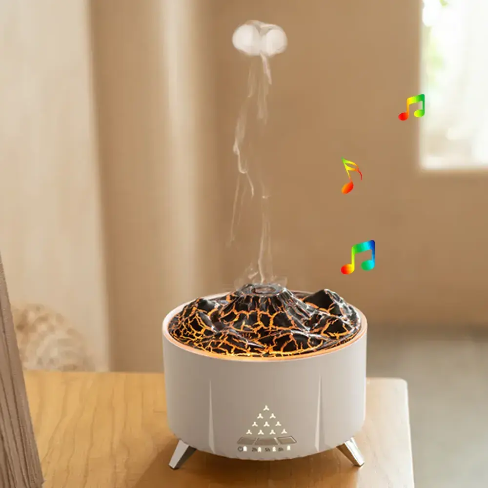 Wholesale Home Volcano Diffuser Winter Air Mist Ultrasonic 7 Colors Light Flame Air Humidifier Aromatherapy With Remote control