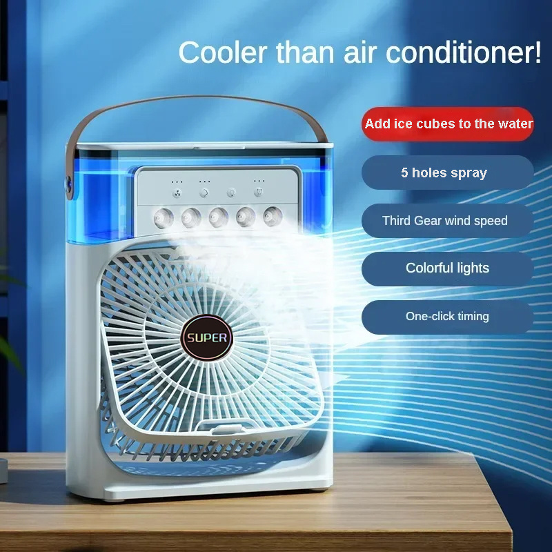 Desktop Spray Mist Fan Air Conditioners Work With USB Cable Electric Fan LED Water Mist Fan 3 In 1 Air Humidifier For Home