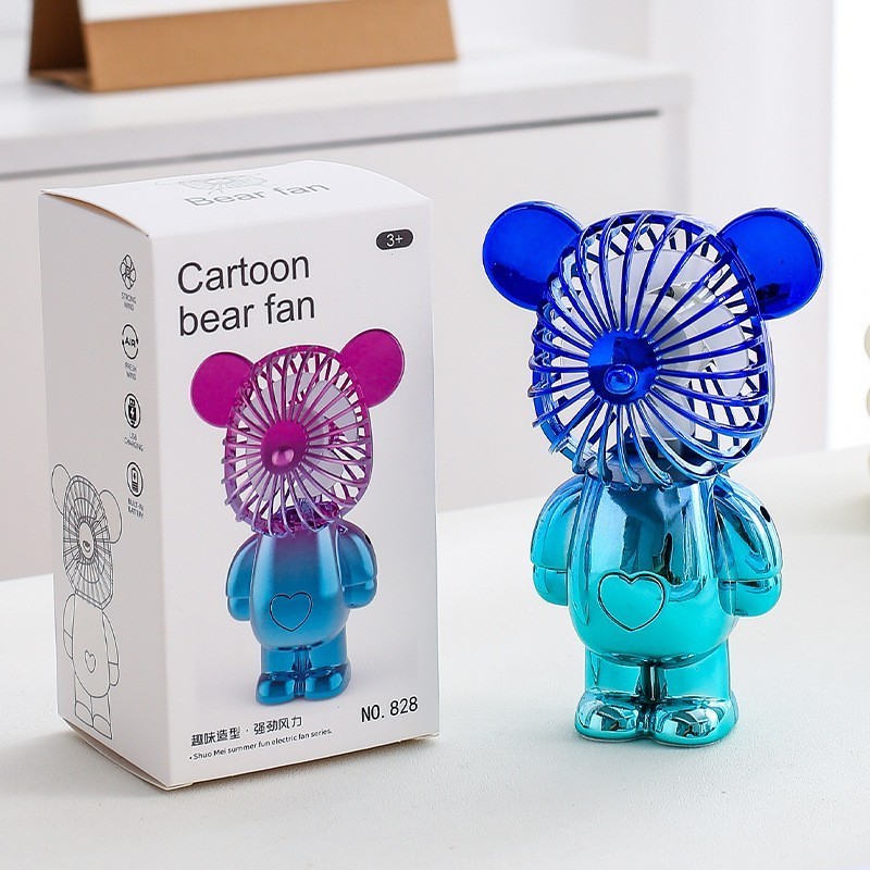 Hot Summer Outdoor Pocket Fan Mini Hand Held Fans Cute USB Rechargeable 3 Speed Bear Fan Toys Promotional Gifts