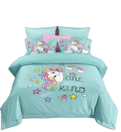 Lovely Bedding Cute 3D Digital Unicorn Duvet Cover Set 100% polyester/cotton Pink Girl's Bedding Collection