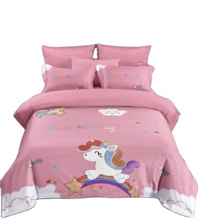 Lovely Bedding Cute 3D Digital Unicorn Duvet Cover Set 100% polyester/cotton Pink Girl's Bedding Collection