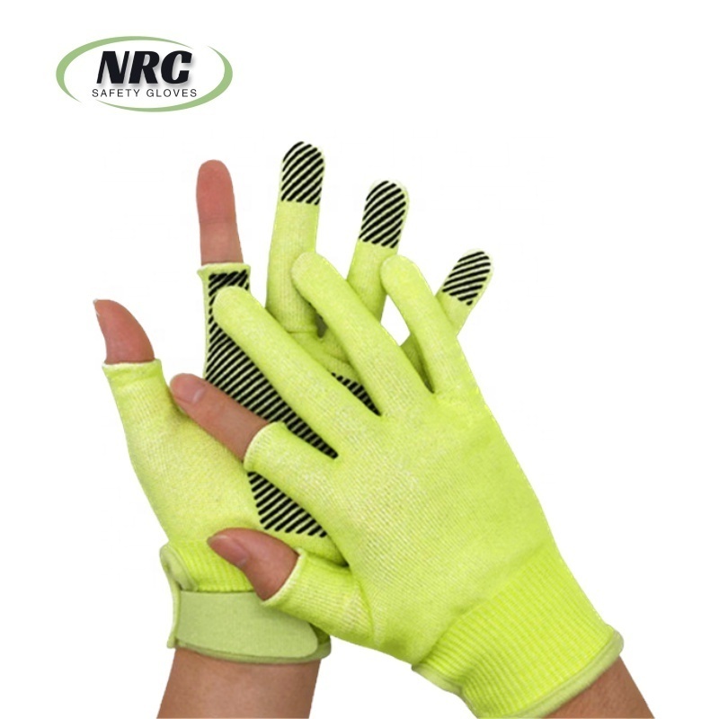 2023 New Two Fingerless Silicone Palm Dotted Anti Slip Cotton Horse Team Roping Hand Gloves