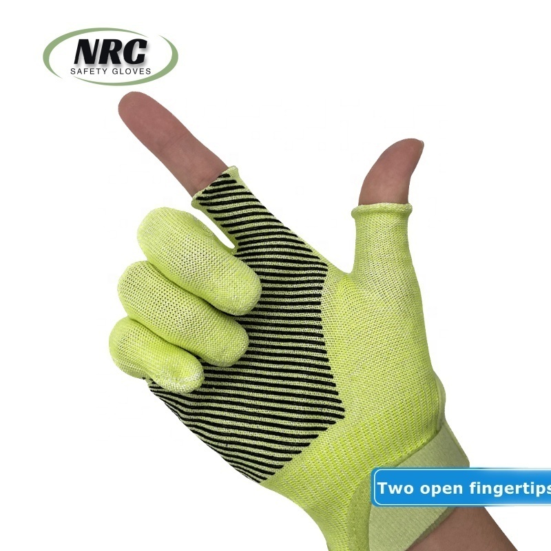 2023 New Two Fingerless Silicone Palm Dotted Anti Slip Cotton Horse Team Roping Hand Gloves