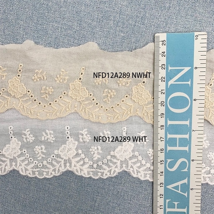 OEKO-TEX GRS China factory hot sales 100%cotton embroidery lace nextfashion woman dress decoration lace band voile lace