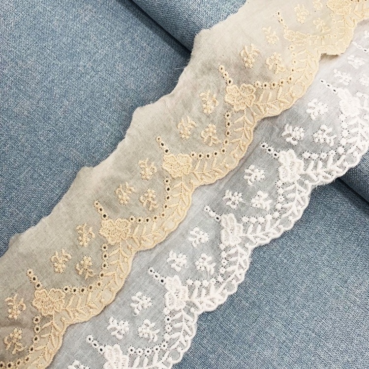 OEKO-TEX GRS China factory hot sales 100%cotton embroidery lace nextfashion woman dress decoration lace band voile lace