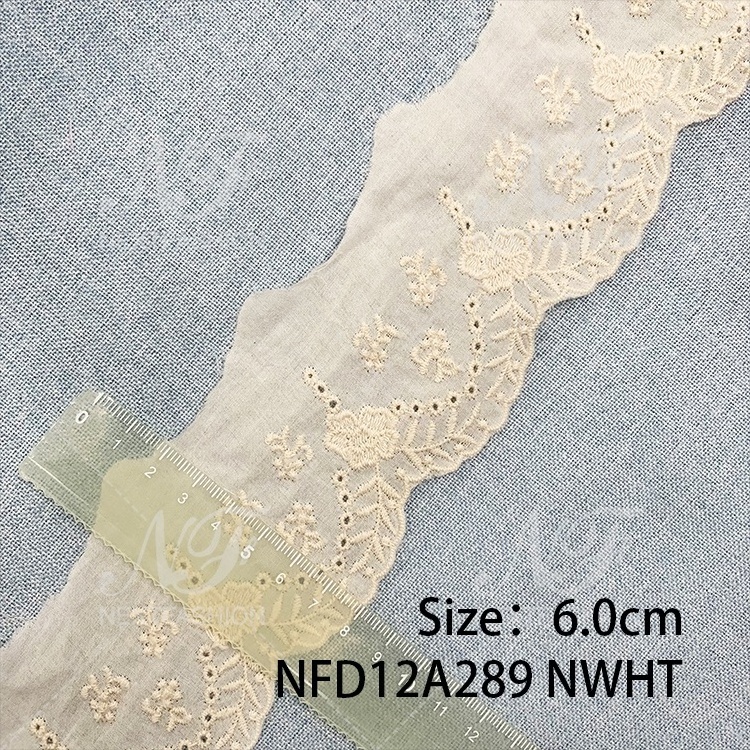 OEKO-TEX GRS China factory hot sales 100%cotton embroidery lace nextfashion woman dress decoration lace band voile lace