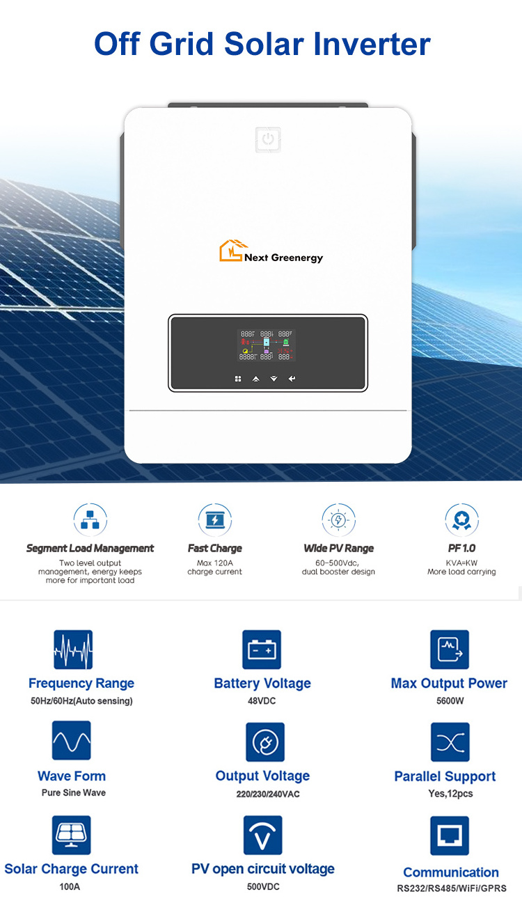 5KW 6KW 7KW 8KW 10KW Hybrid PV Solar Inverter with MPPT for solar energy system