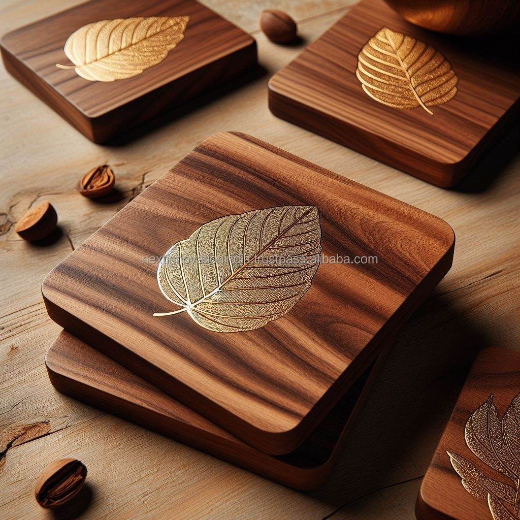 Individually Handcrafted Square & Circular Acacia Wood Coasters, Expertly Designed to Protect Your Tabletop