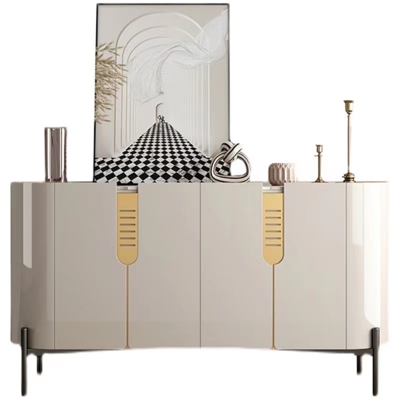 Italian Modern Minimalist Light Luxury  Living Room Marble Sideboard Stainless Steel Decorative Storage Entryway Cabinet